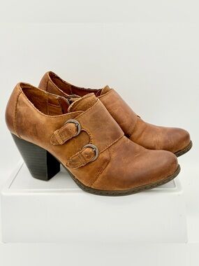 BOC by Born Brown Leather Double Monk Strap Booties Woman’s size 7.5